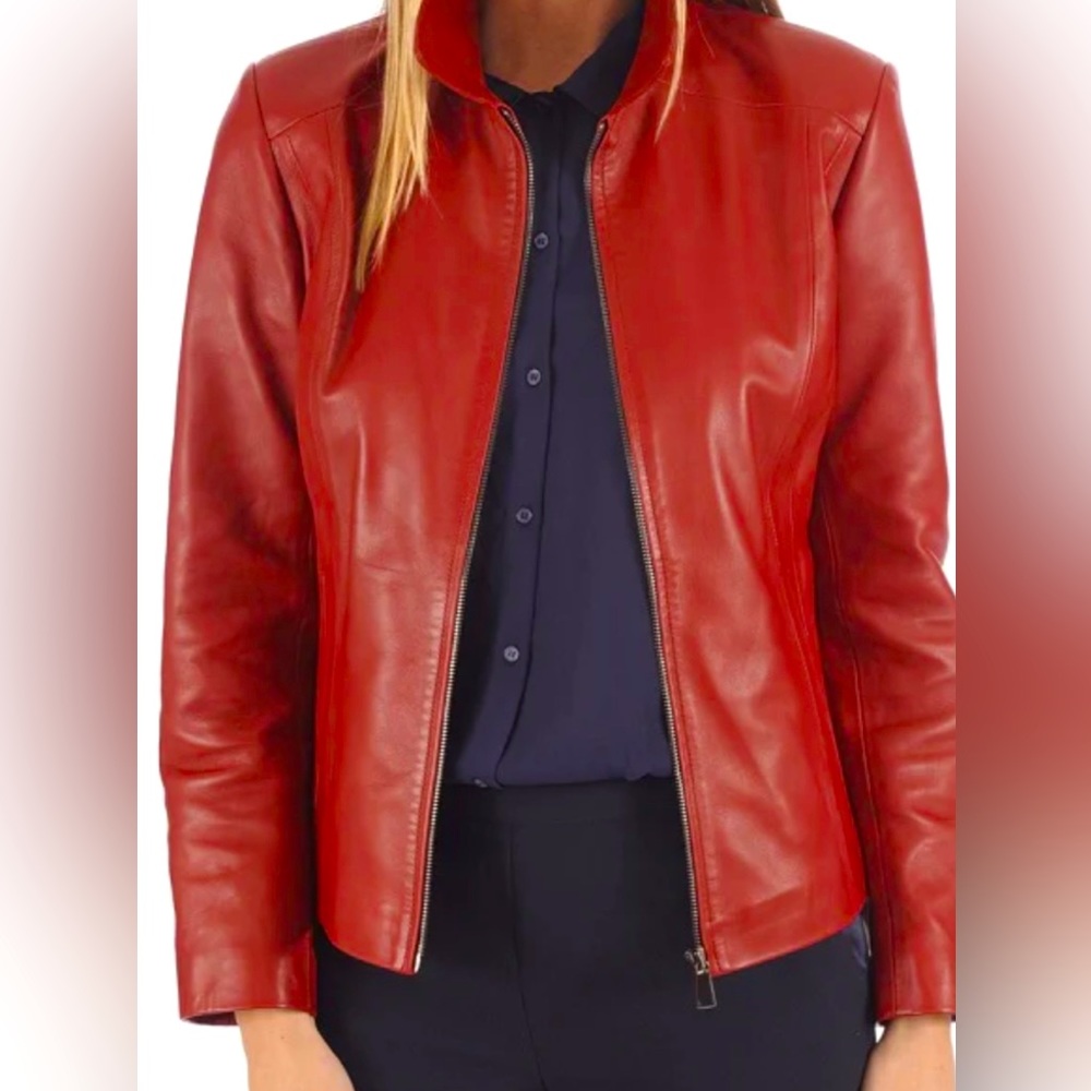 Danier Red Moto Leather Jacket 🔥 - Picture 4 of 13